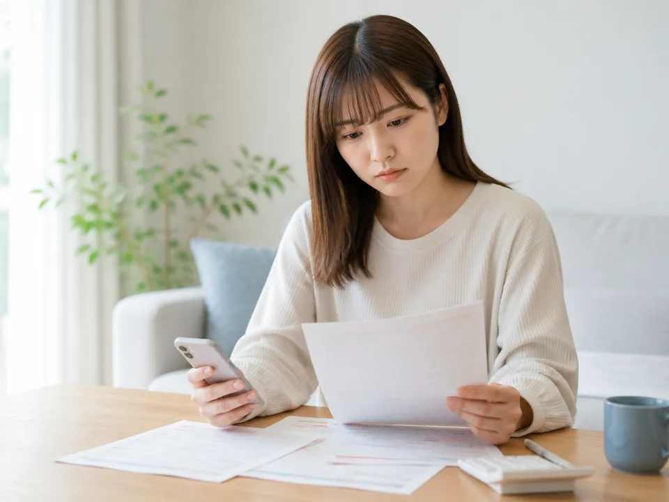 交通事故後に保険会社から届いた書類を見て不安を感じる人