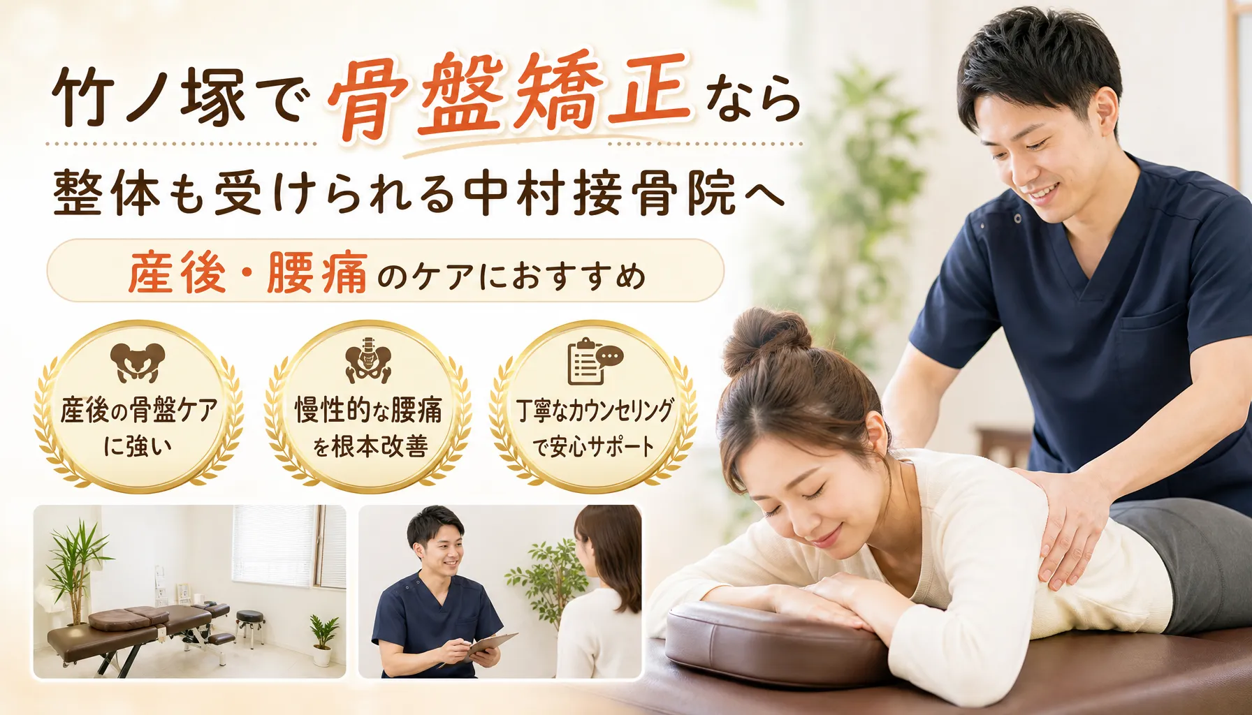 竹ノ塚で骨盤矯正なら整体も受けられる中村接骨院へ、産後・腰痛のケアにおすすめ