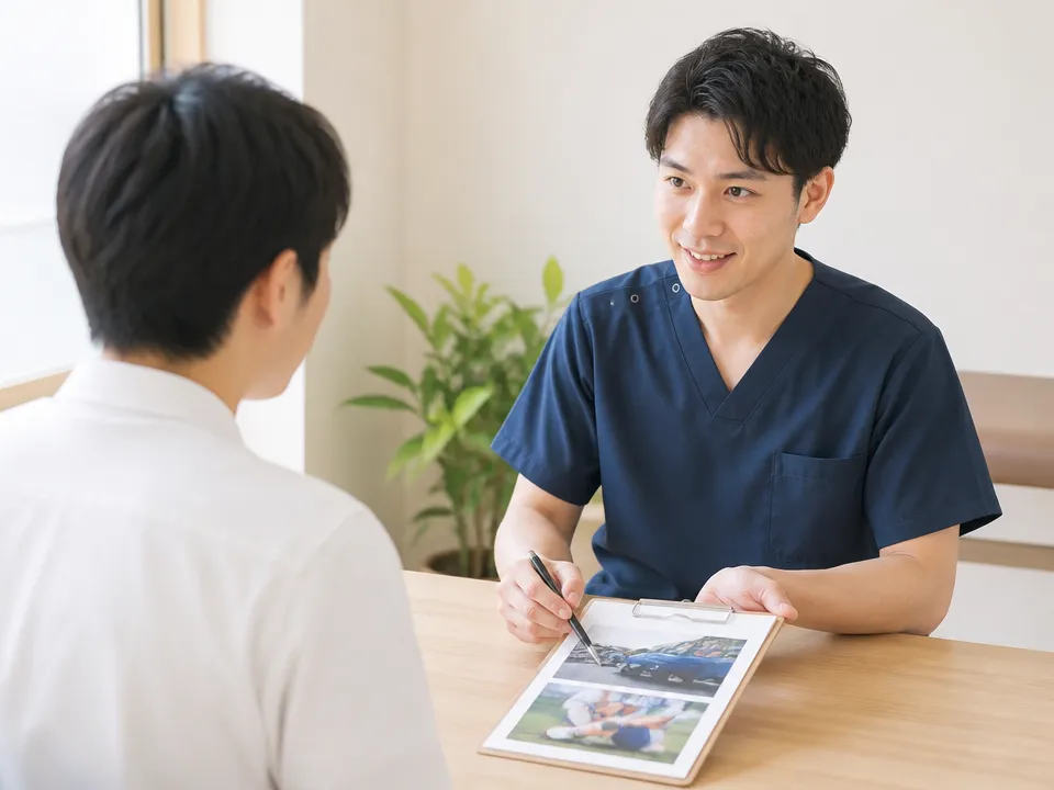 交通事故やスポーツのケガ相談に応じる様子