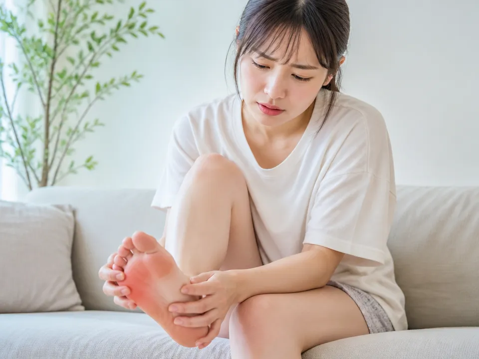 足裏の外側や指の付け根に体重が集中して痛むイメージ