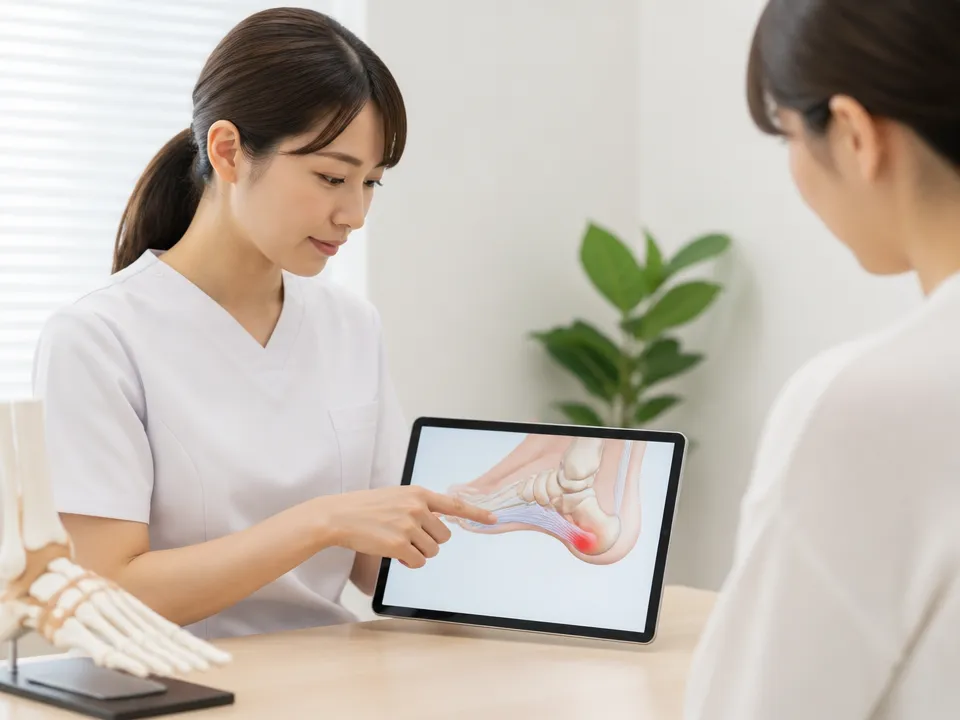 足底筋膜とかかと周りの炎症で足裏が痛む仕組みイメージ