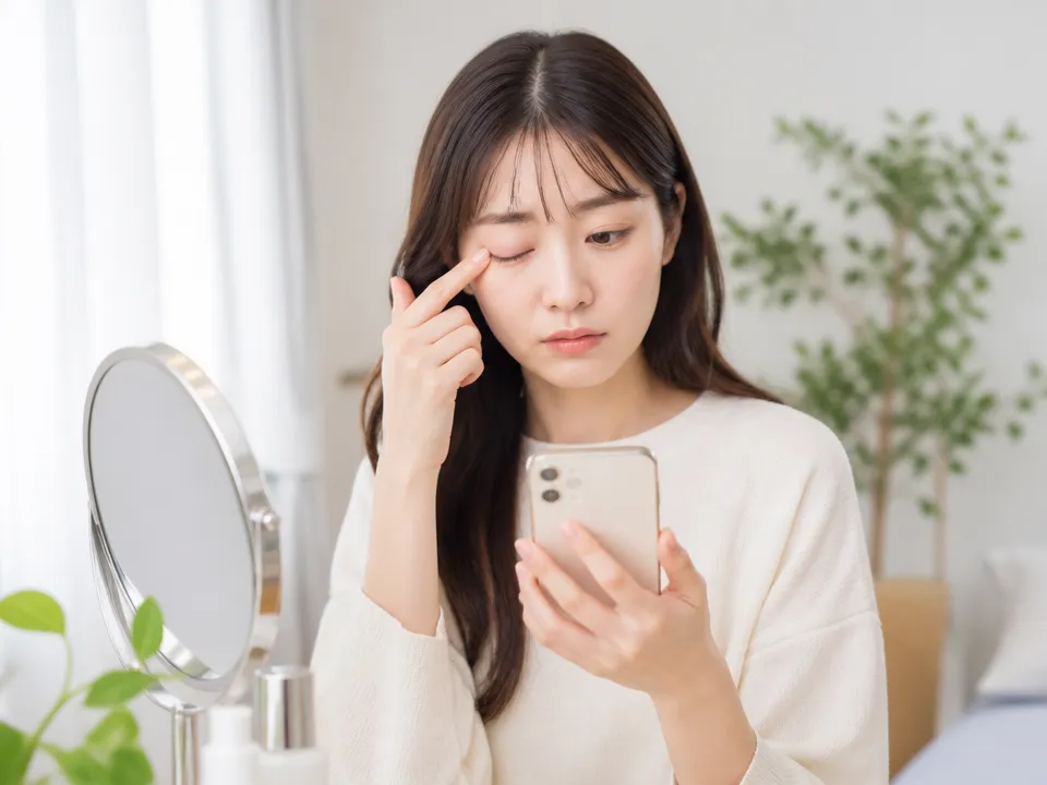 受診を検討するべき目のむくみを気にする女性