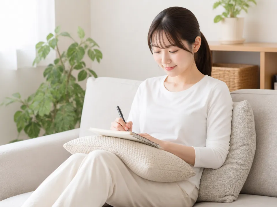 自宅で楽な姿勢とセルフケアを行いながら相談の目安を確認する人