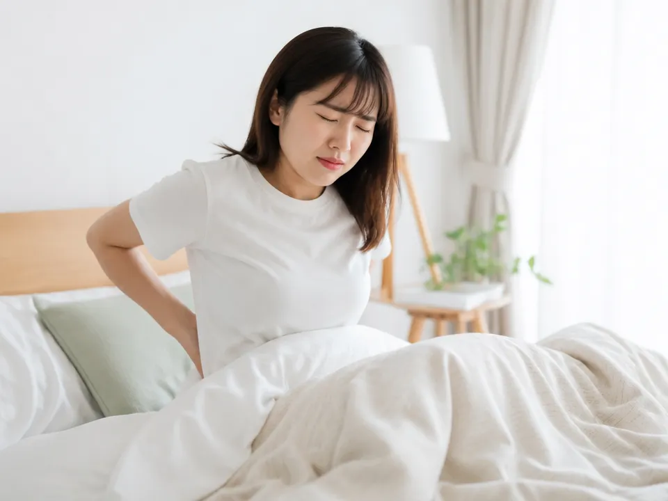 強い腰の痛みでベッドから起き上がれず悩む人