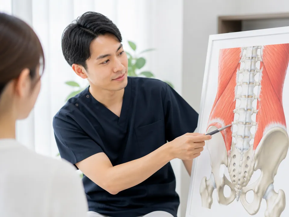 腰の筋肉や炎症で痛みが出る仕組みを示すイメージ