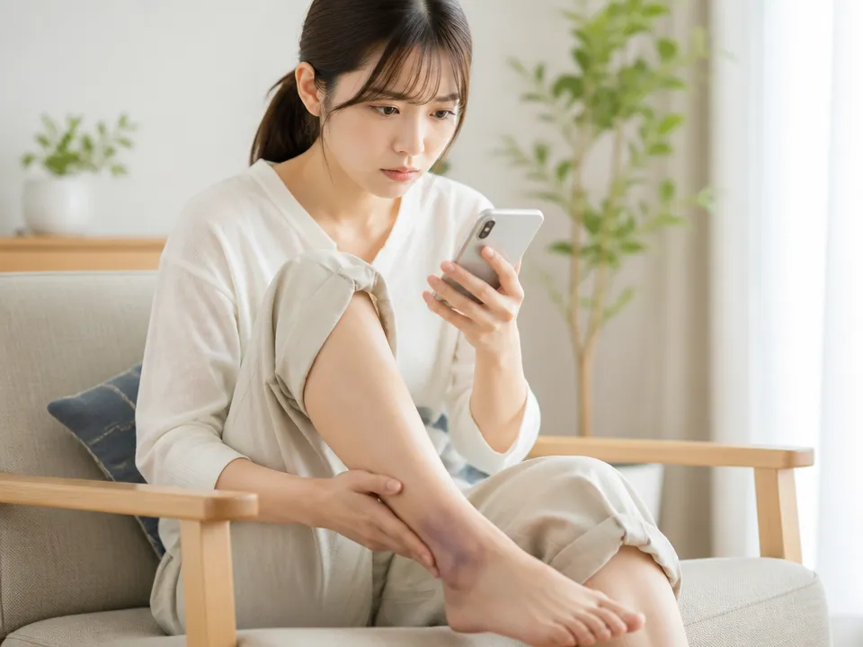 強い痛みや腫れがある場合に医療機関への相談を検討している場面
