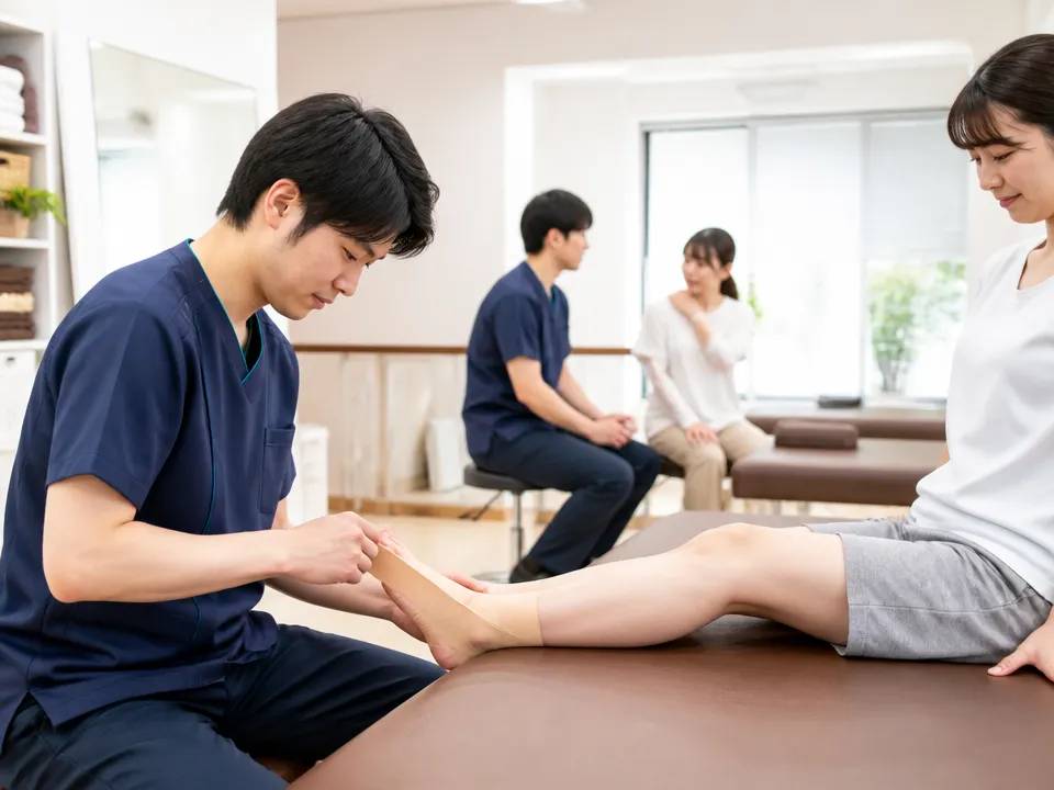 中村接骨院でスポーツによる捻挫や交通事故後のむちうちなど多様な症状に対応している様子