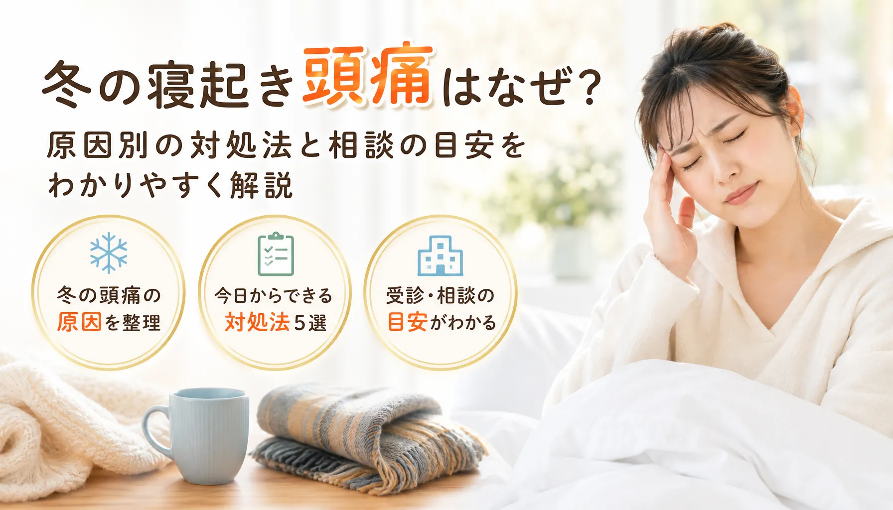 冬の寝起き頭痛はなぜ？原因別の対処法と相談の目安をわかりやすく解説