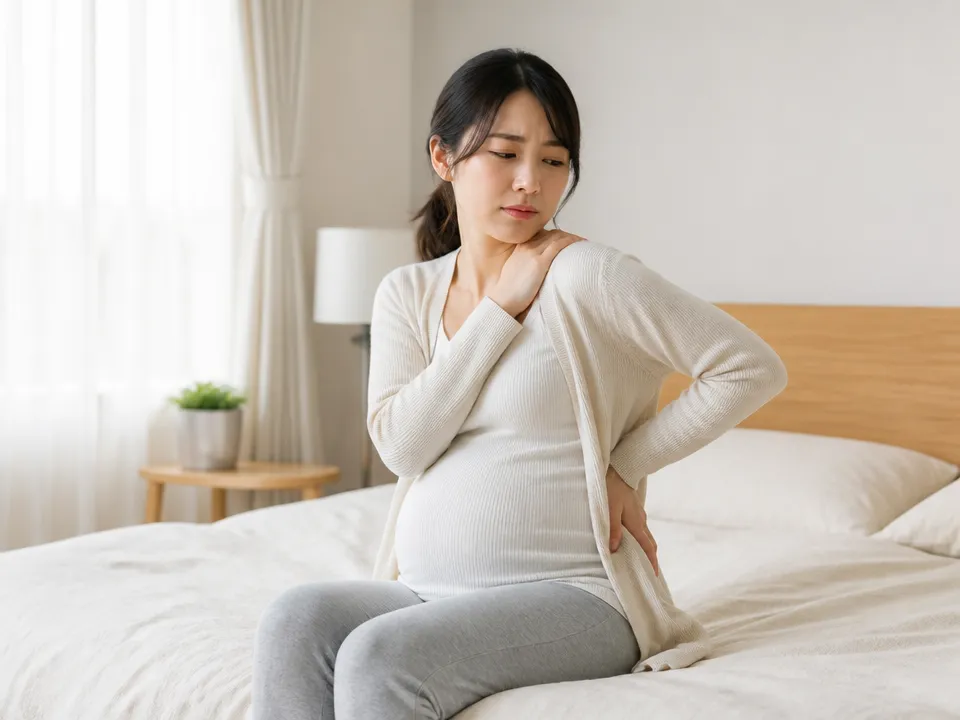 肩こりと腰痛やお腹の張りが同時にありセルフケアに迷う妊婦