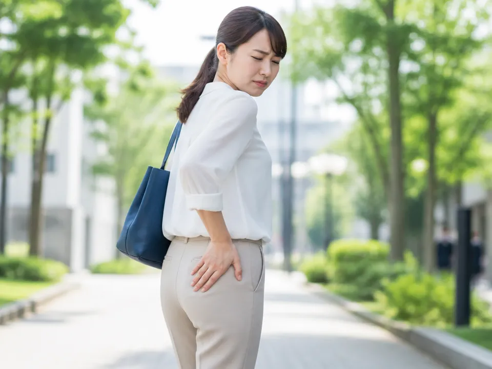 歩行中におしりの外側の痛みを感じている人