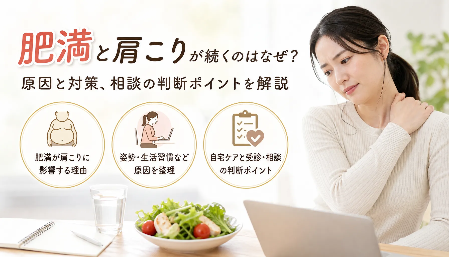 肥満と肩こりが続くのはなぜ？原因と対策、相談の判断ポイントを解説