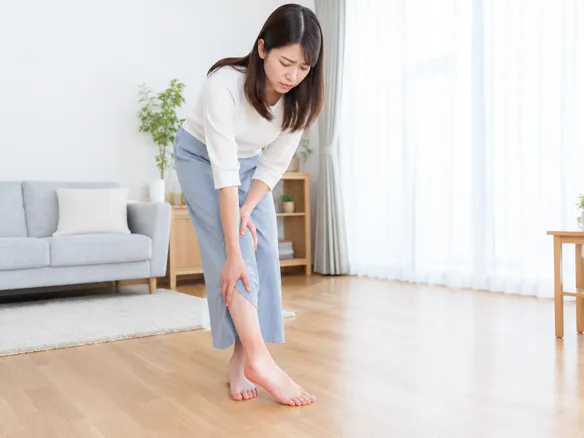 歩けるが足首に痛みを感じ不安そうにしている人のイメージ