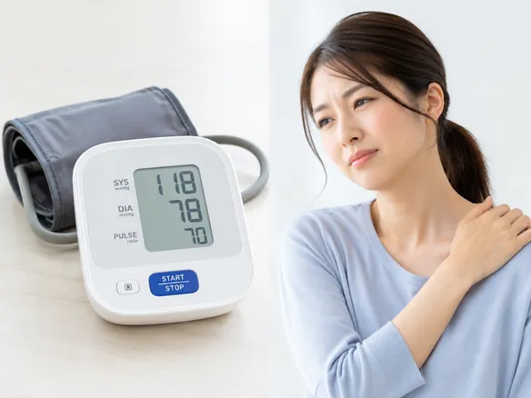 血圧計と肩こりケアを分けて考えるイメージ