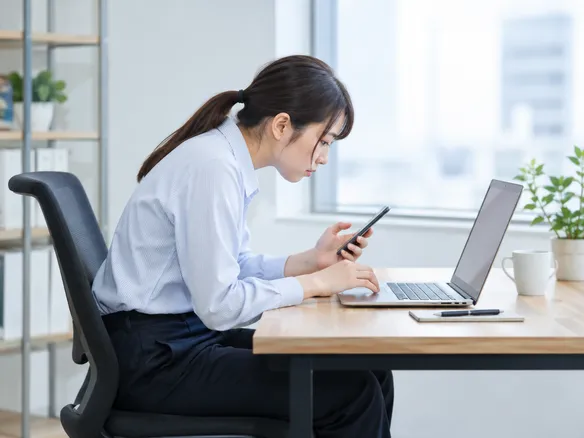 スマホやパソコン画面を長時間見て首が前に出ている姿勢