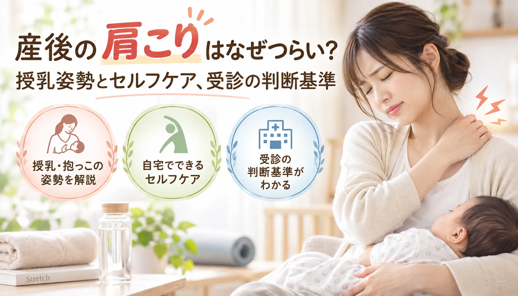 産後の肩こりはなぜつらい？授乳姿勢とセルフケア、受診の判断基準