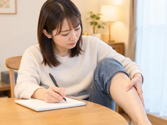 ふくらはぎの痛みや受傷状況をメモして整理する人