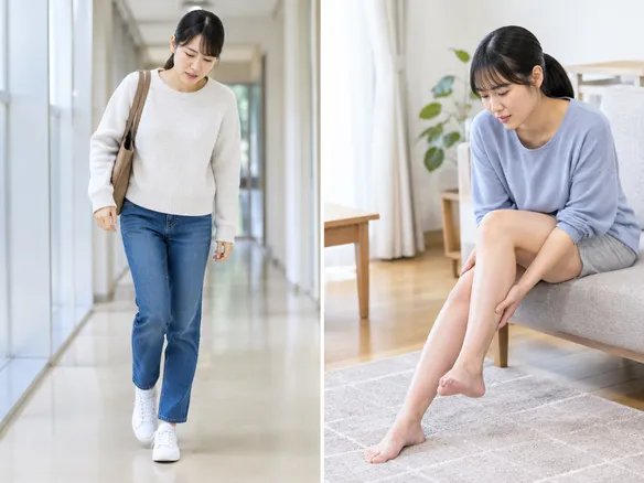 歩ける場合と歩けない場合のふくらはぎの症状イメージ