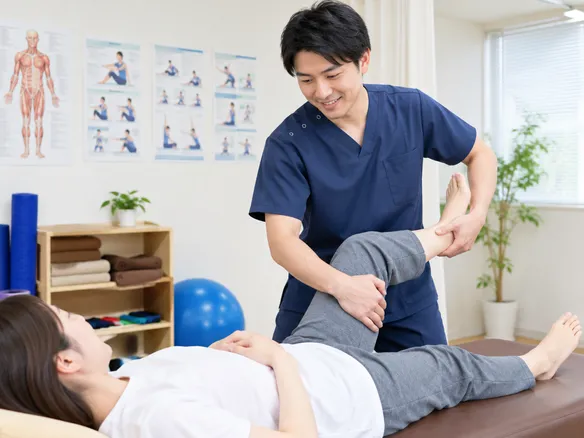接骨院で痛くない整体と運動指導を行う様子