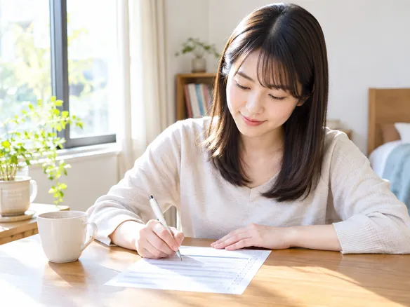 睡眠と生活リズムを見直すためにチェックリストを書く人