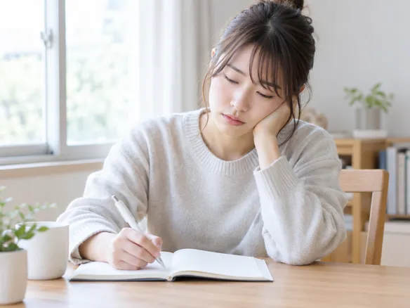朝のだるさや眠気の違いをノートにメモする人