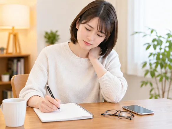 目と首肩のセルフケア条件をメモで整理する人