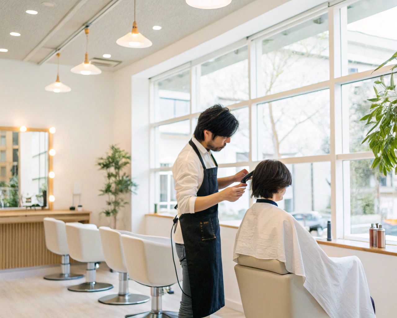 前髪カットやポイントカラーの施術例