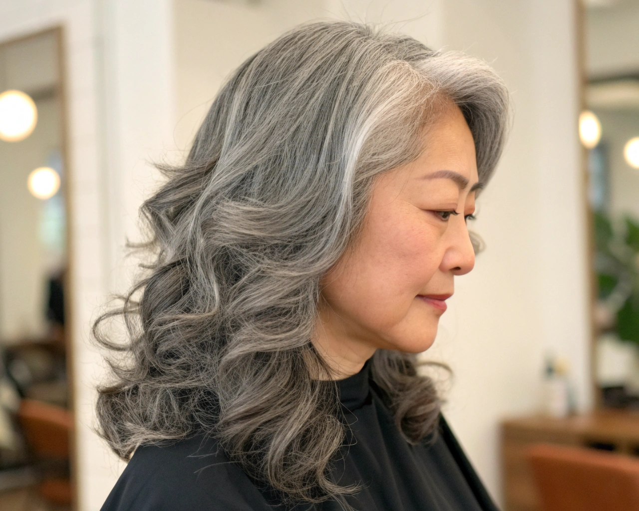 40代グレイヘアとくせ毛のパーマカバー