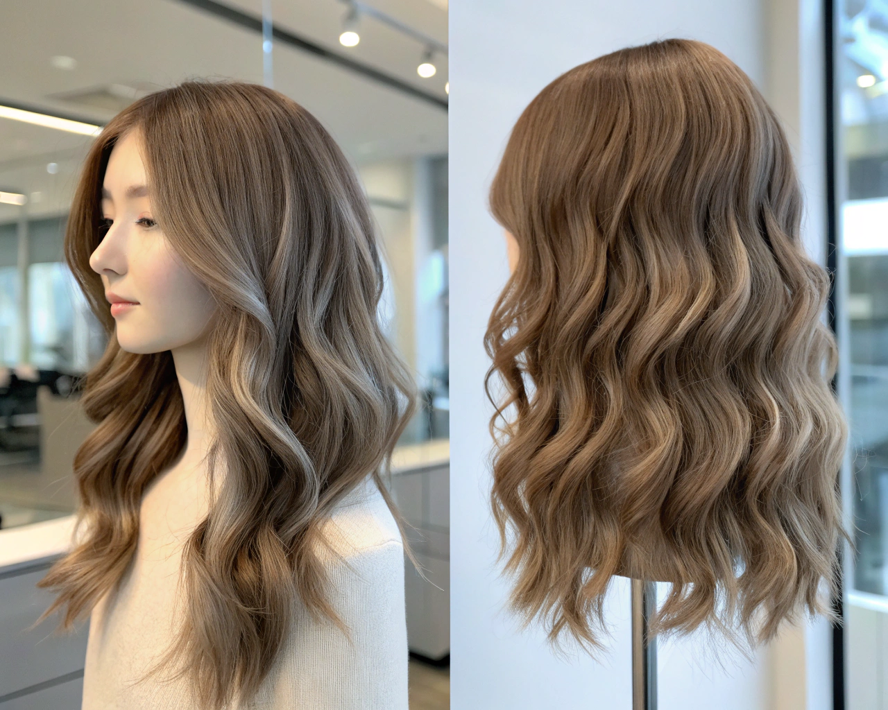縮毛矯正とパーマの違いを示すヘアスタイル例