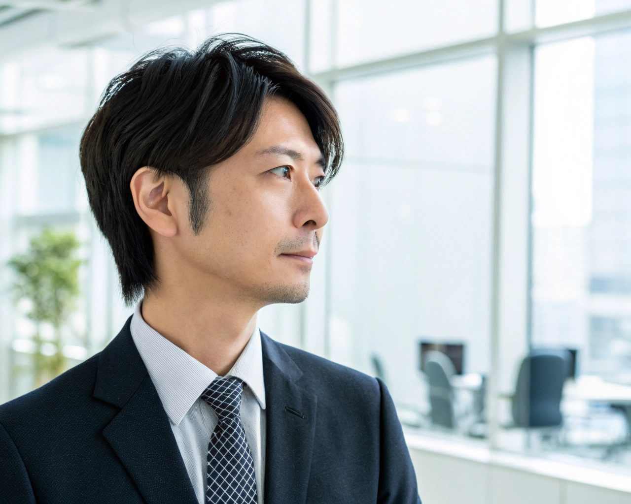 オフィス向けツーブロックのかぶせる髪の長さ例