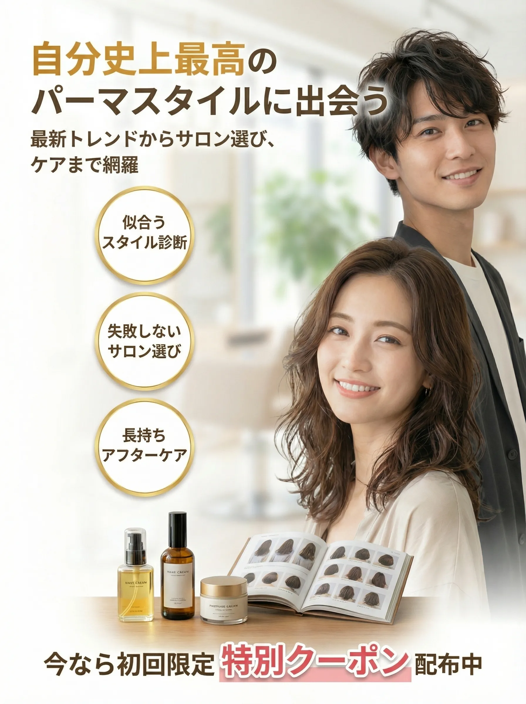パーマで自分らしさを表現した最新ヘアスタイルのイメージ
