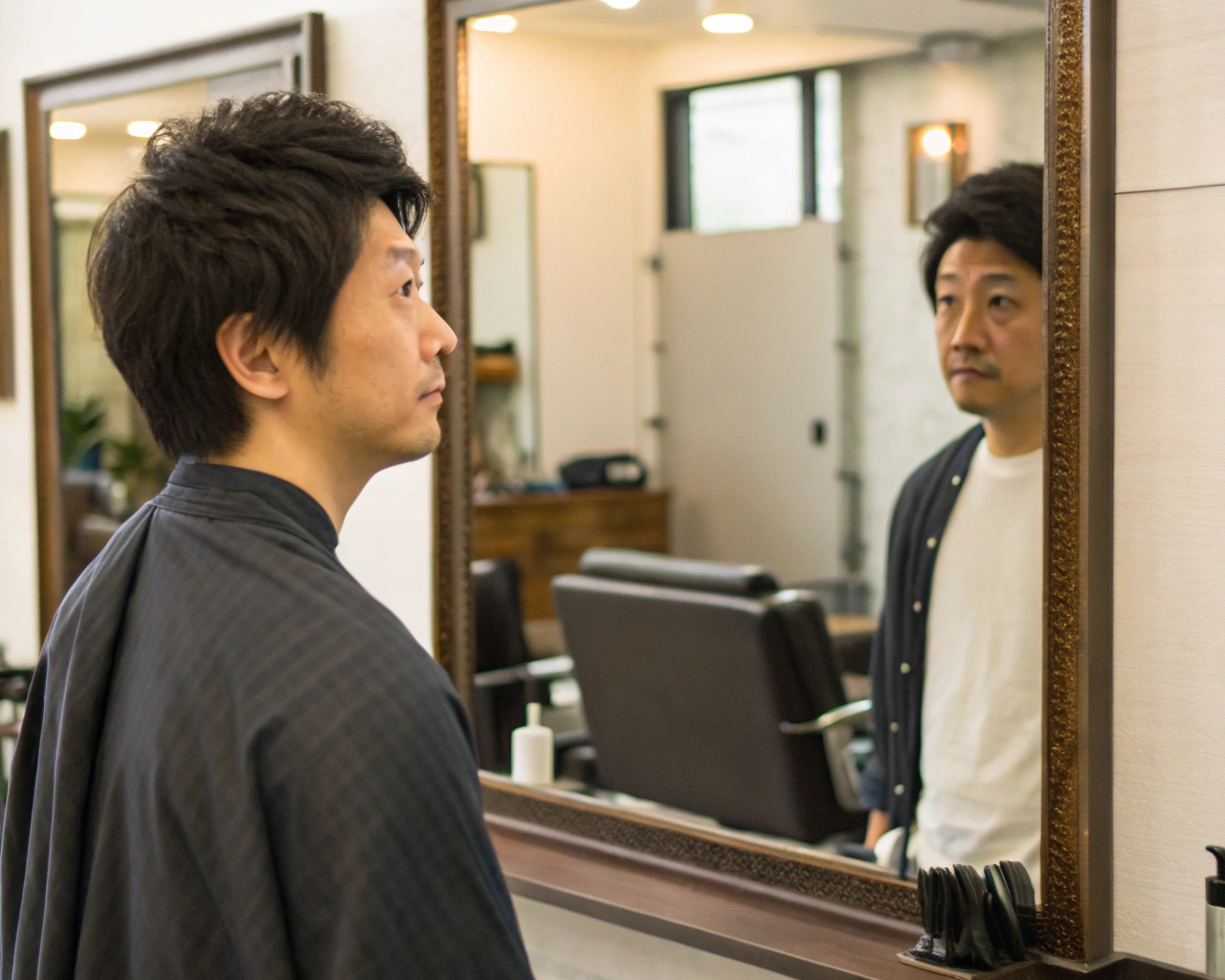 カット後に落ち込む男性