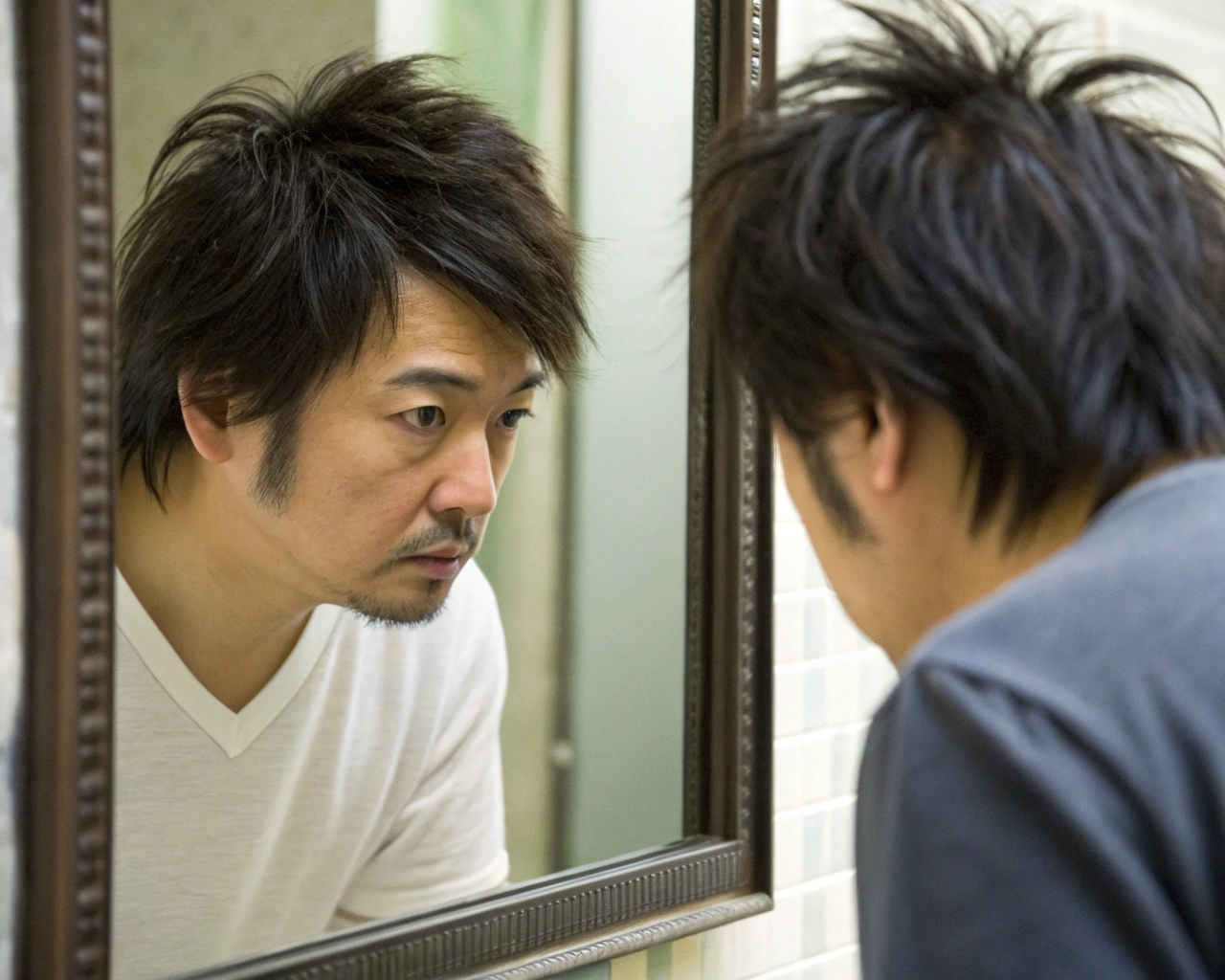 前髪や襟足が伸びて気にする男性
