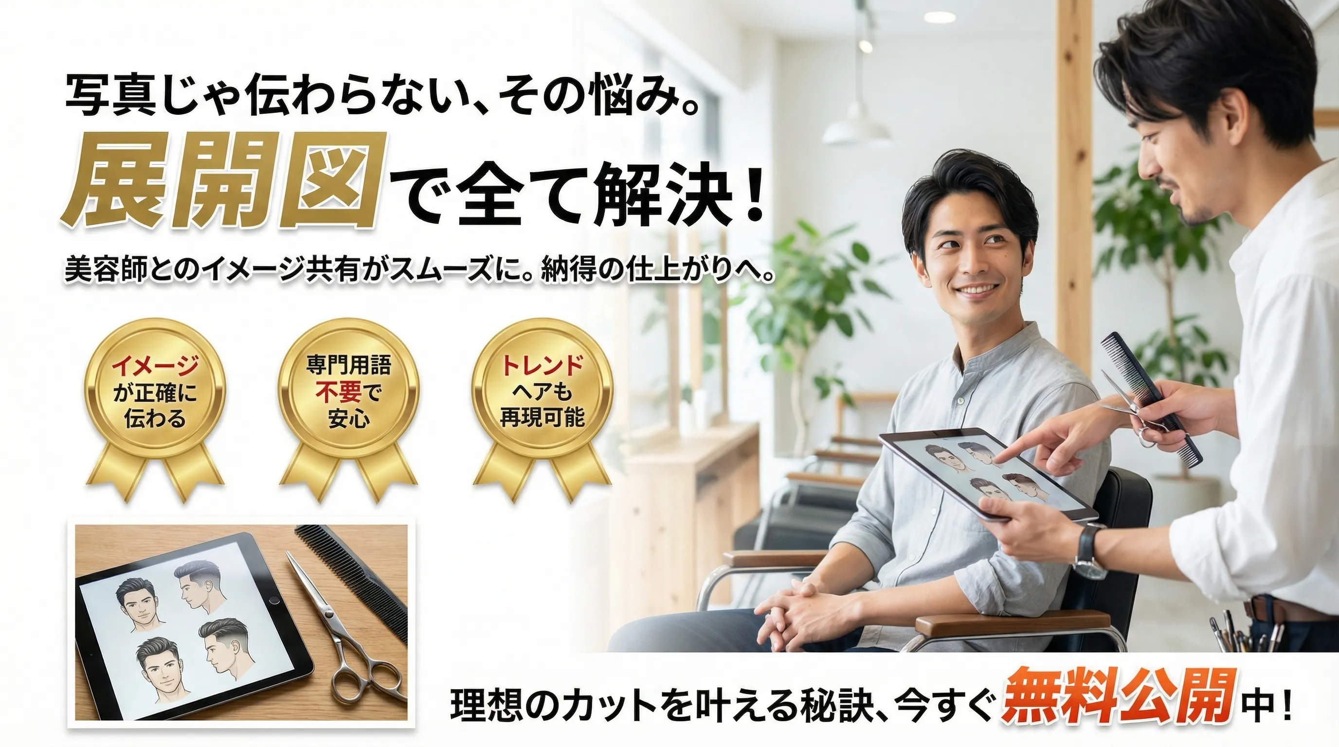 展開図で理想のメンズカットを叶える！美容室オーダーがもっと上手くなるコツ