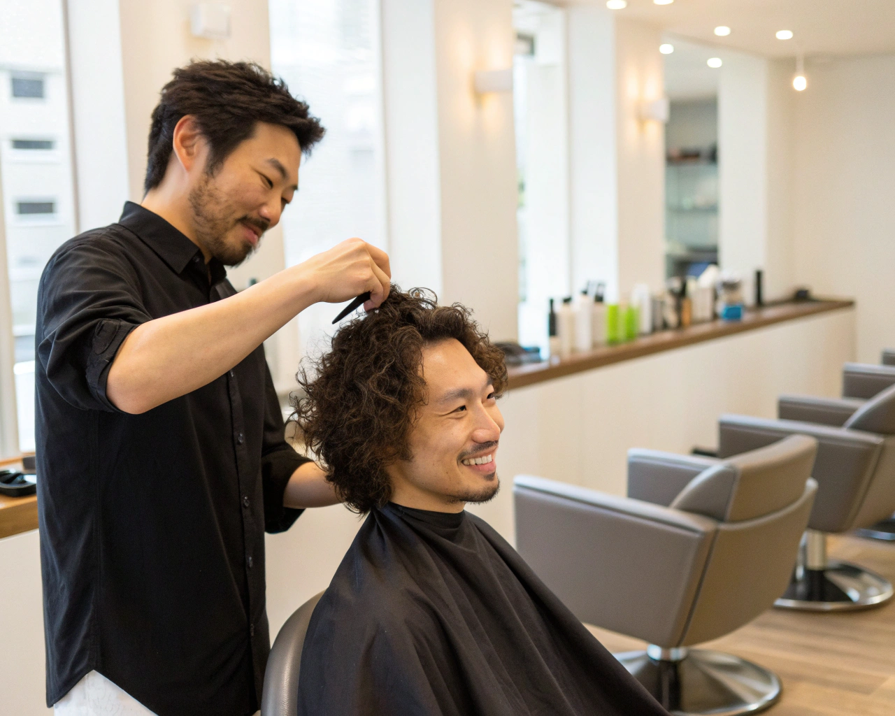 理想のカット周期を説明するカレンダーと男性