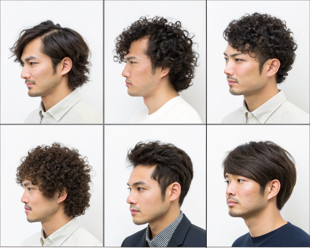 髪質別のメンズパーマの種類を説明する図