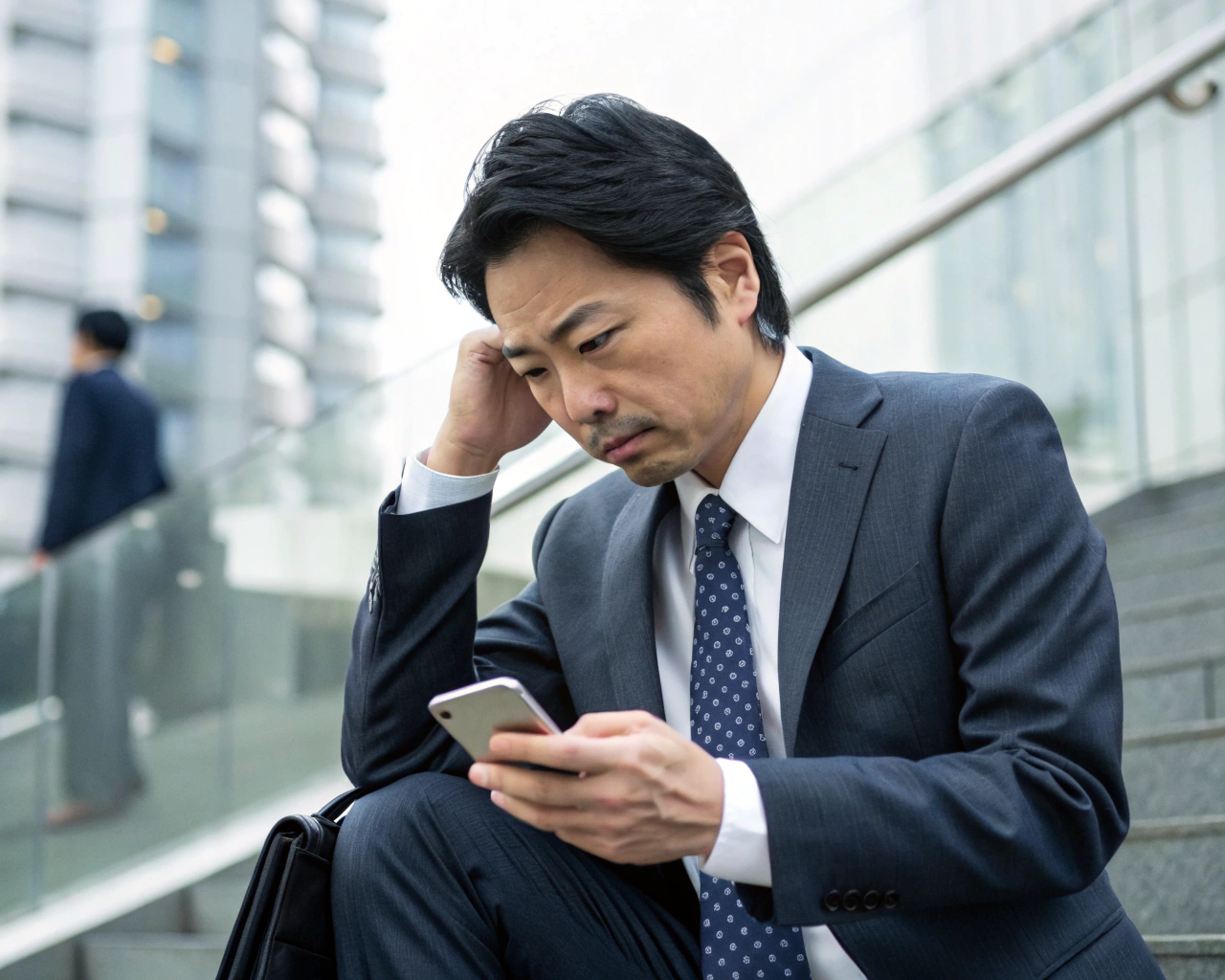 パーマの所要時間に不安を感じている男性
