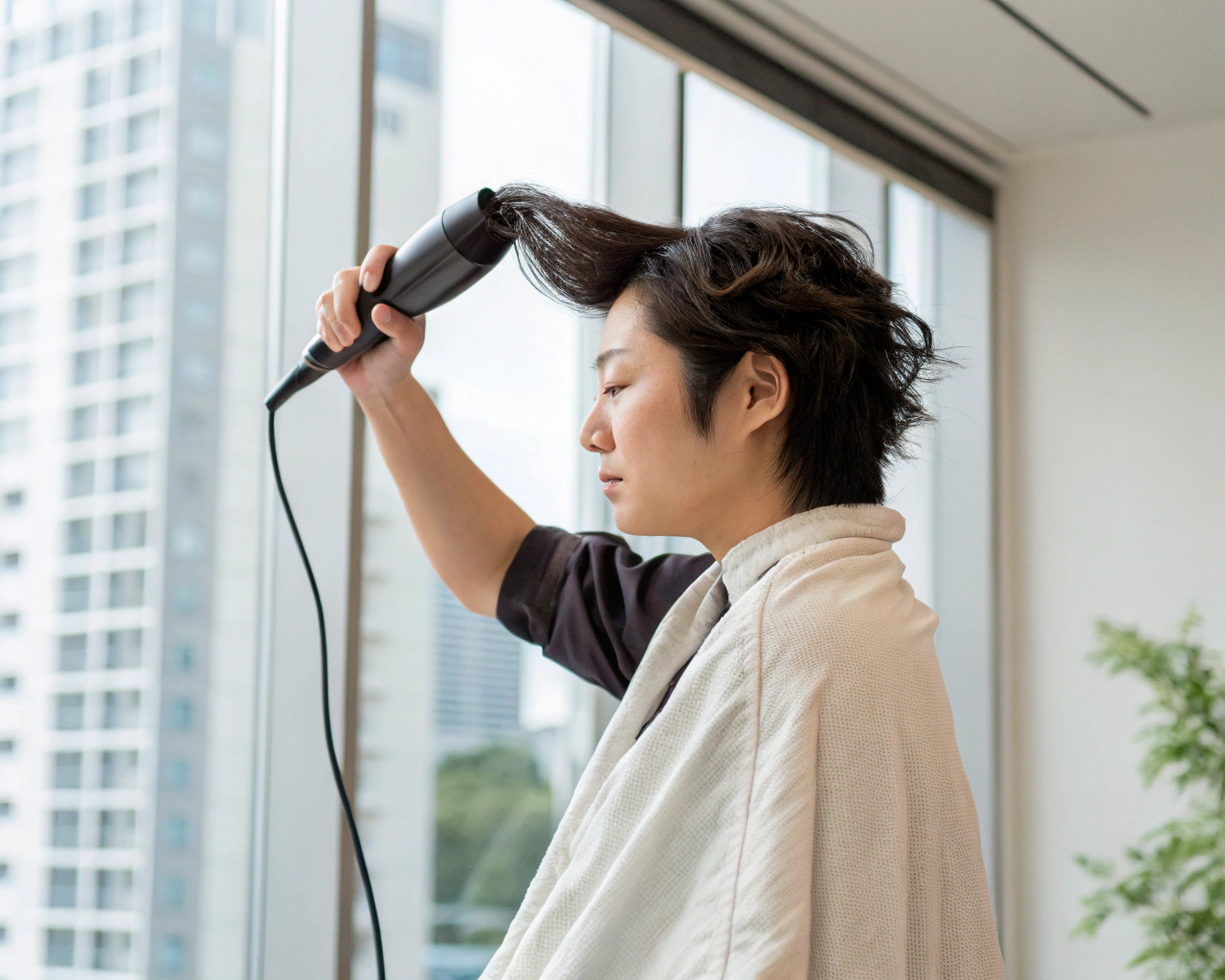 形状記憶パーマの朝の時短セットイメージ
