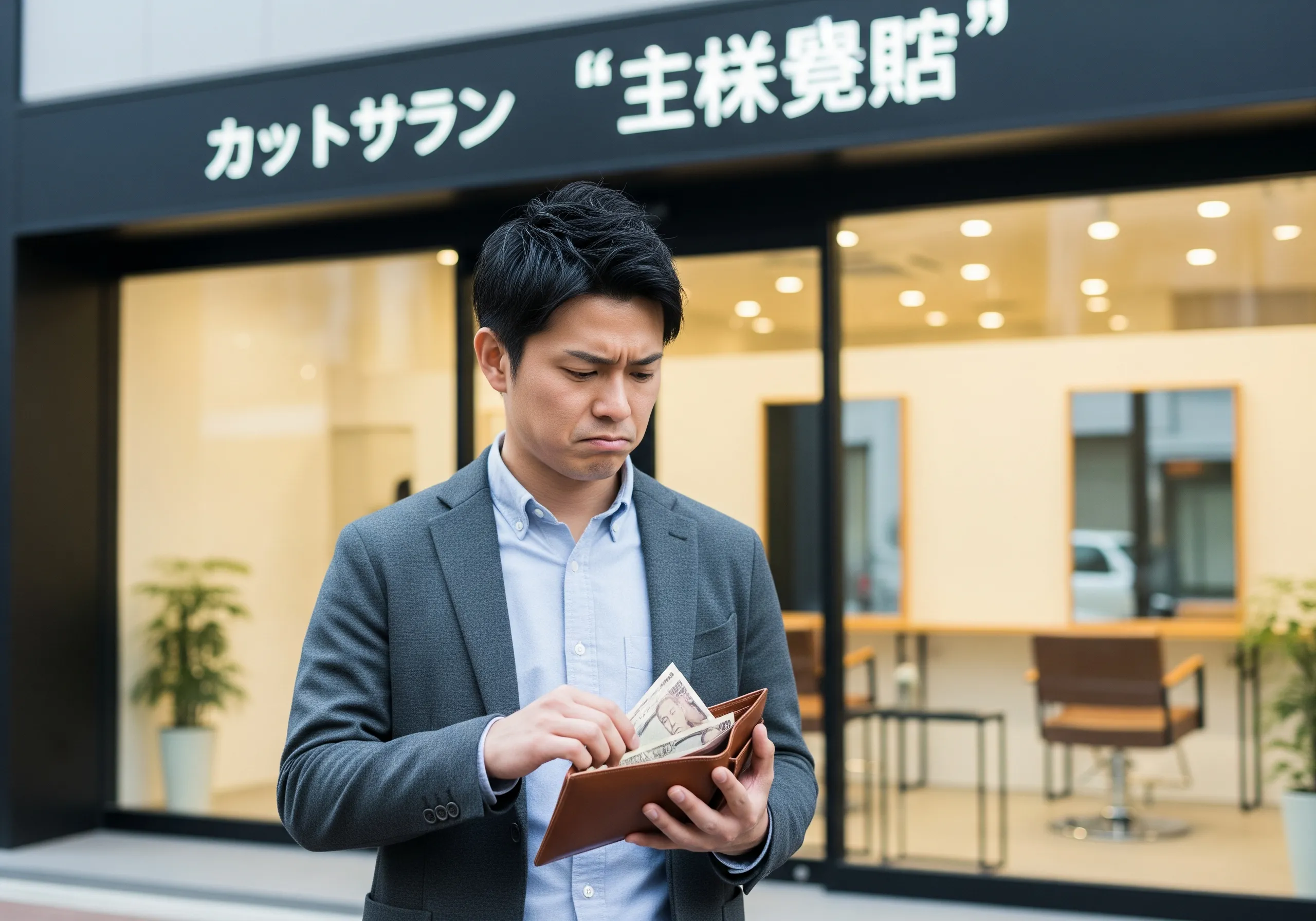 美容院代を気にして悩む男性