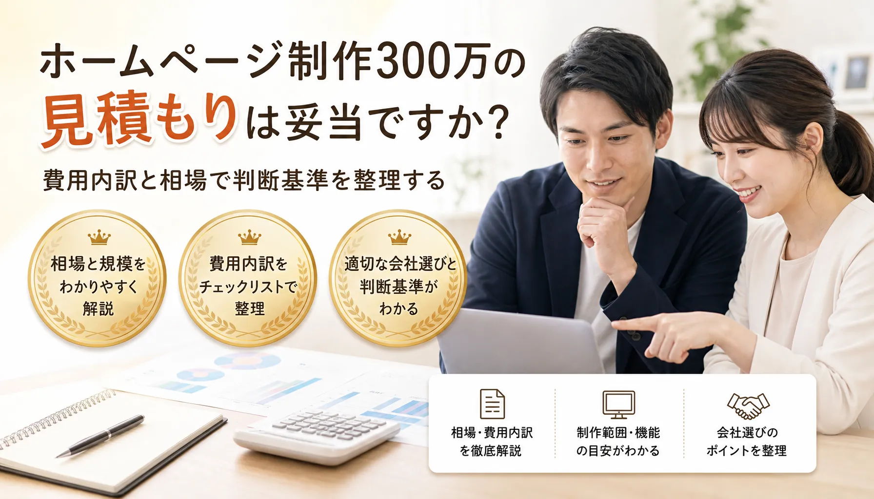 ホームページ制作300万の見積もりは妥当ですか？費用内訳と相場で判断基準を整理する